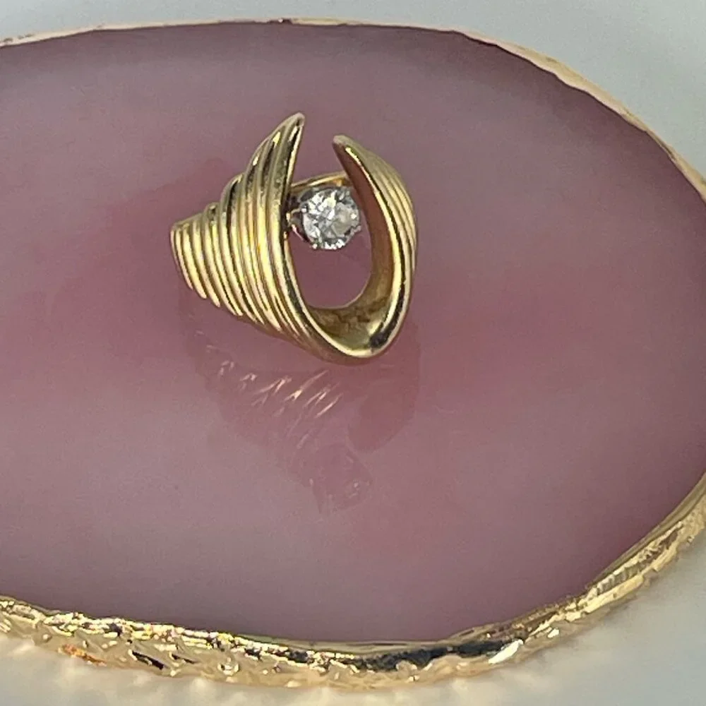 ***UNIQUE*** 1/2 Carat Heavy Diamond Horseshoe Ring Size Approx. 7.5 - Picture 5 of 7